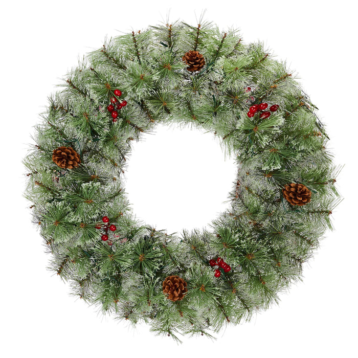 Heat Grove Set of 2 Pre Lit 24 in Christmas Wreaths with Pine Cones