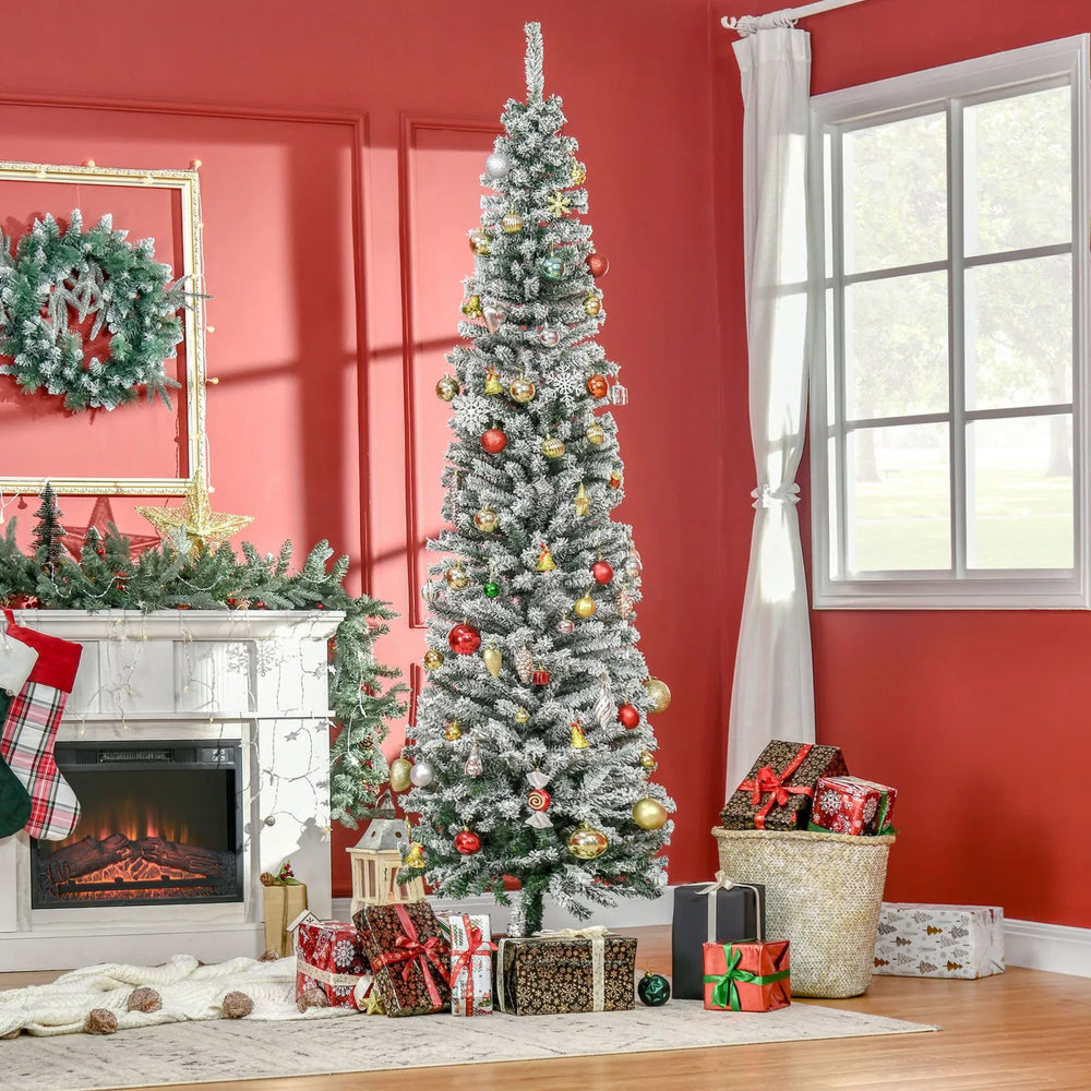 Slim flocked pencil Christmas tree