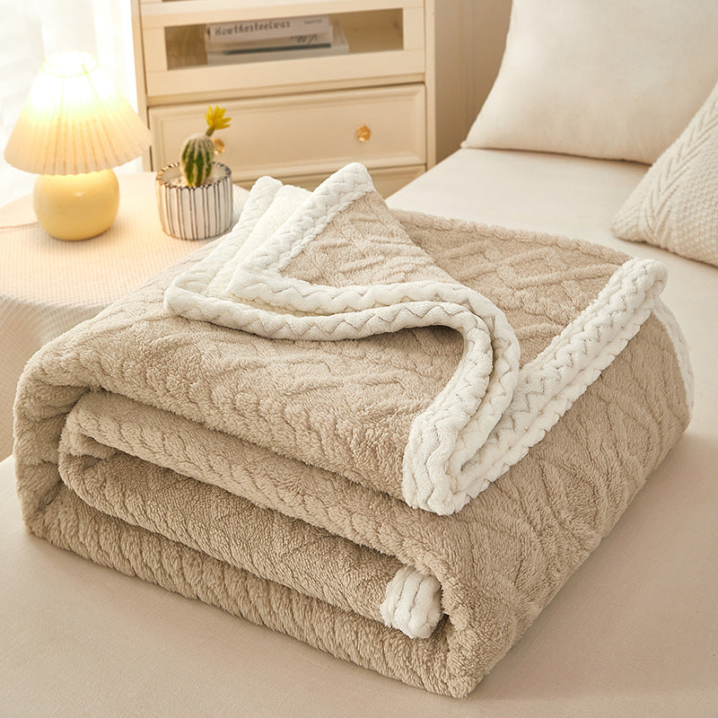 Thick coral fleece sherpa blanket folded