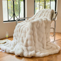 Plush bubble texture faux fur blanket