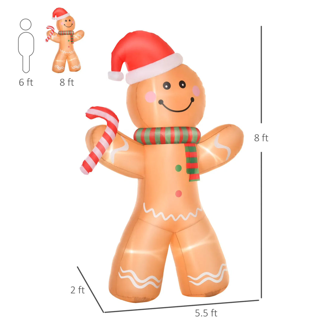 Giant inflatable gingerbread man with candy cane