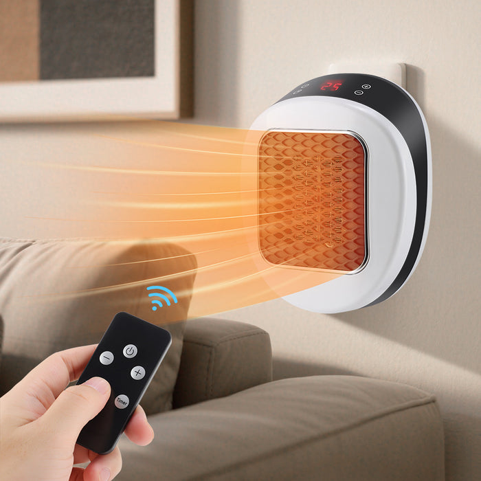 Heat Grove Plug-In Wall Outlet Heater 600W with Remote and Thermostat