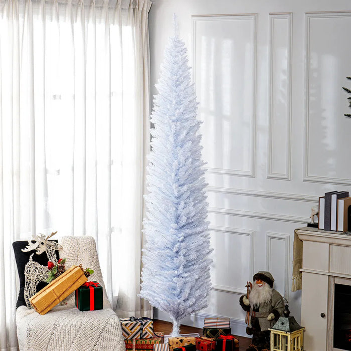 Heat Grove 8 ft White Pencil Christmas Tree with Detachable Base