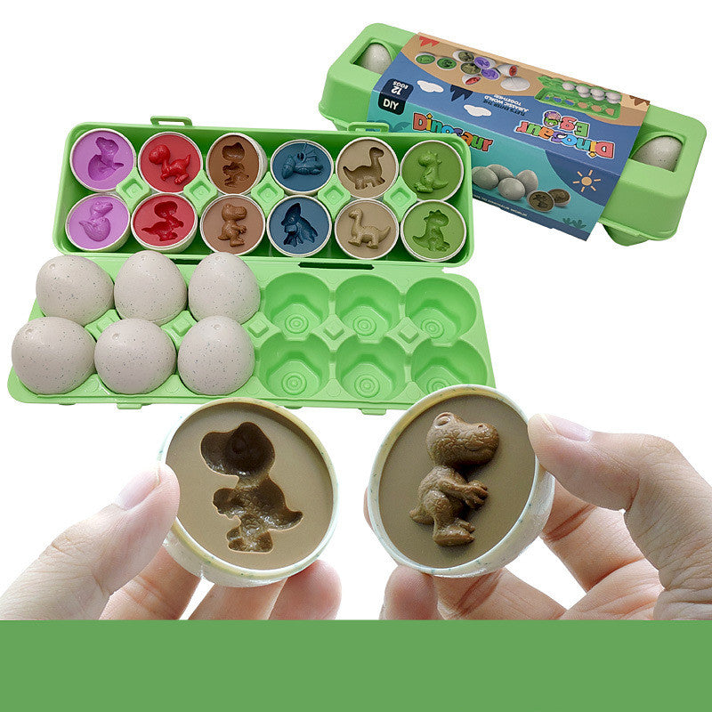 Twelve shape-matching toy eggs in carton