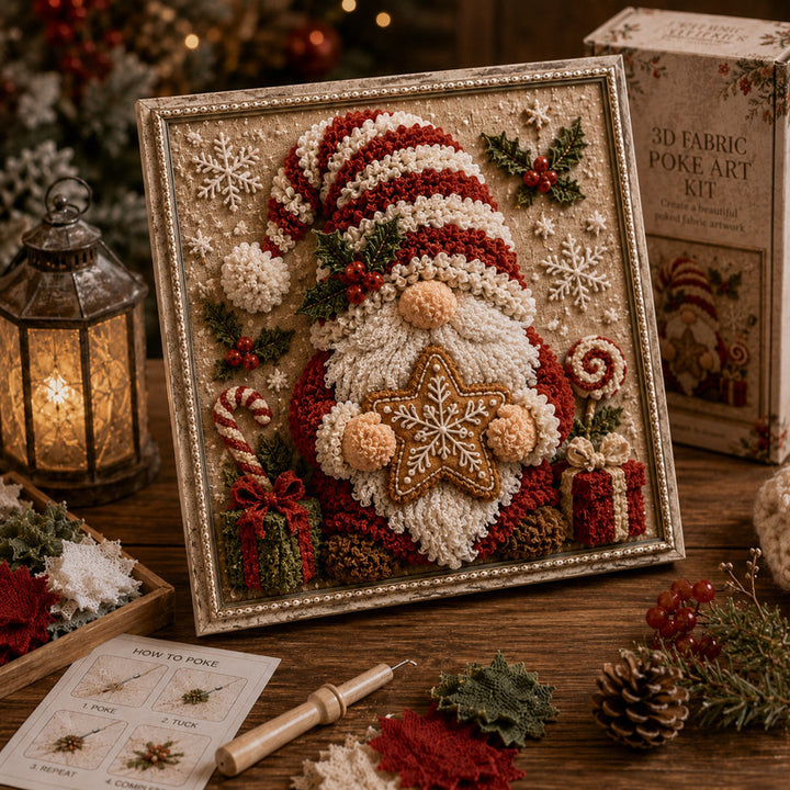 3D fabric poke art Christmas cardinal in frame