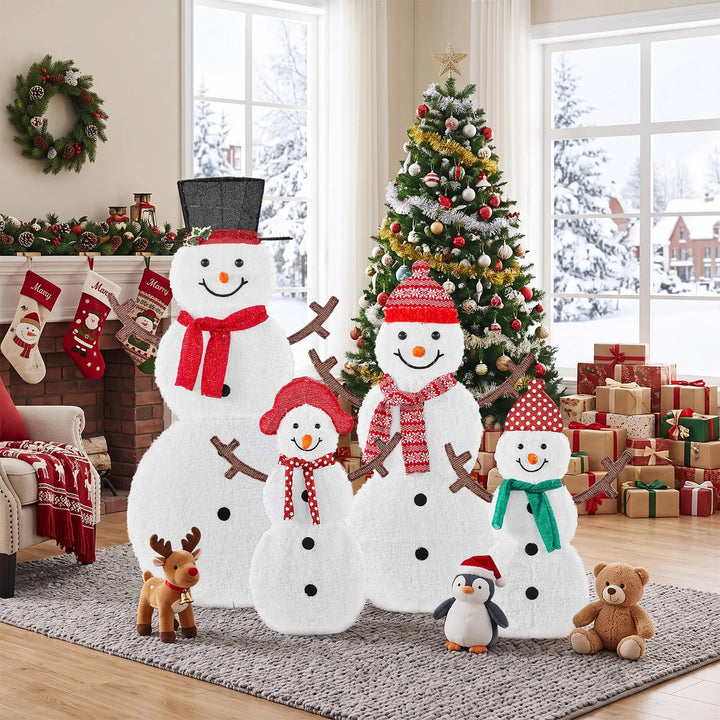 Lighted snowman family of four figures