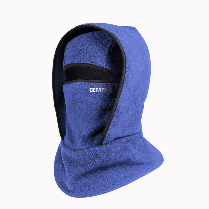 Black polar fleece balaclava with eye opening