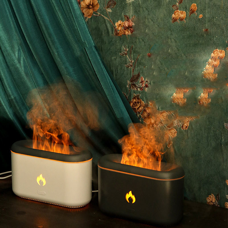 3D Flame Humidifier, 300 ml Ultrasonic Aroma Diffuser, Type-C