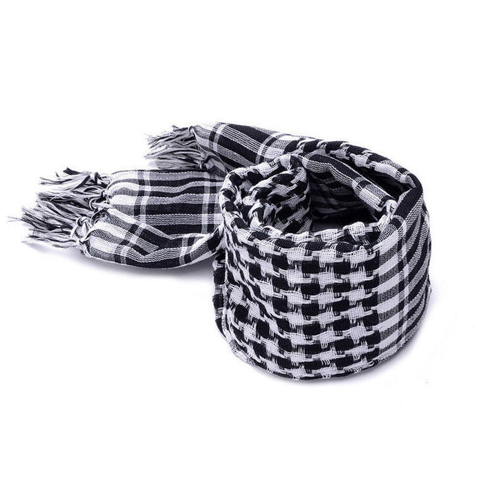 Heat Grove Shemagh Scarf in Cotton Blend with Fringed Edges