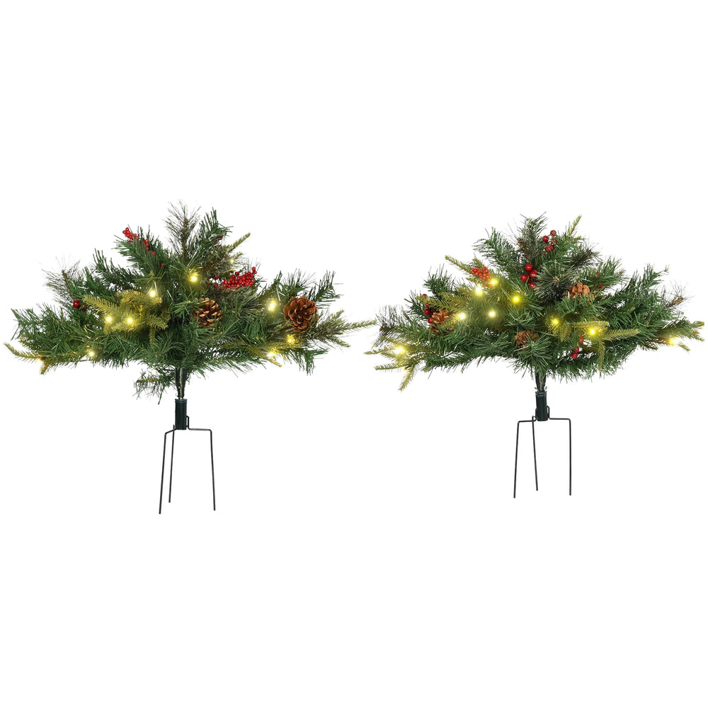 Small battery lit porch tree with pine cones