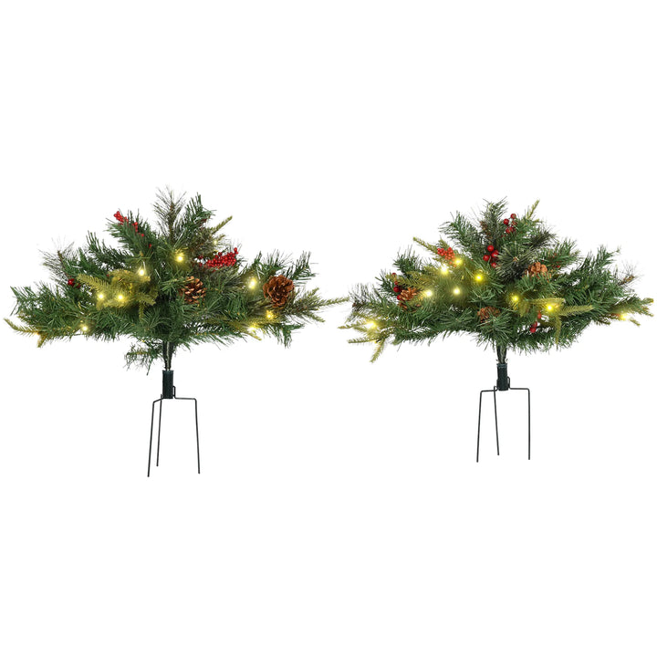 Small battery lit porch tree with pine cones