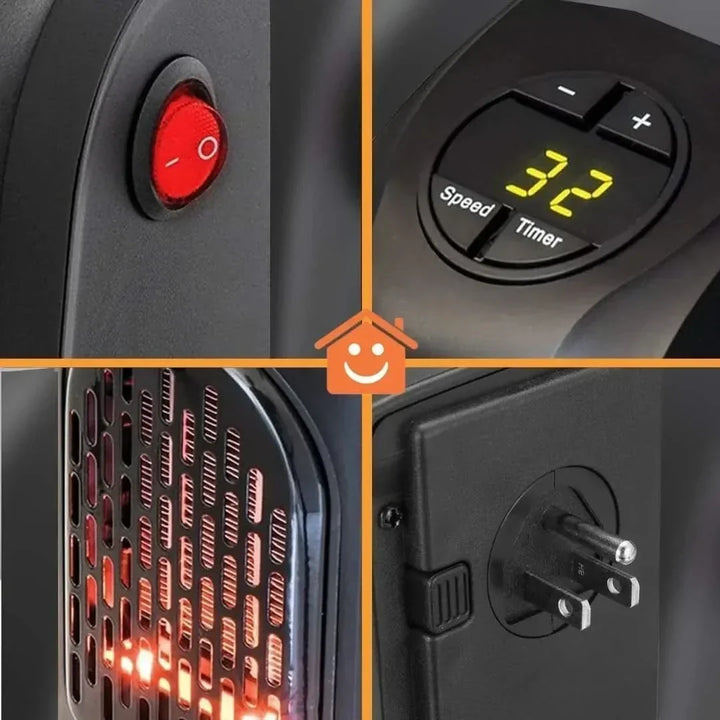 Portable Outlet Heater with LED Display and Built-In Timer – Heat Grove