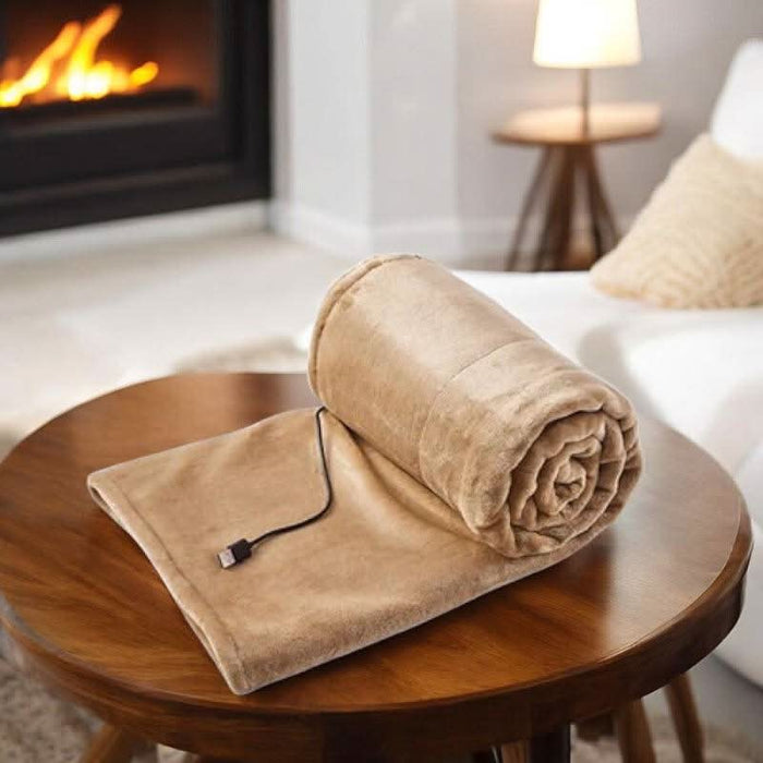 Heat Grove™ Flannel USB Heated Throw with 3 Heat Settings