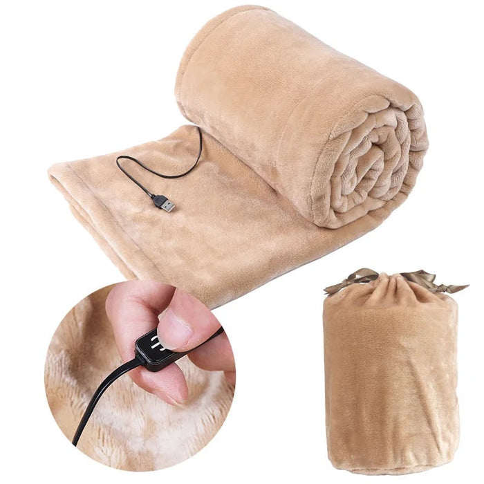 Heat Grove™ Plush Fleece USB Heated Blanket with Storage Bag