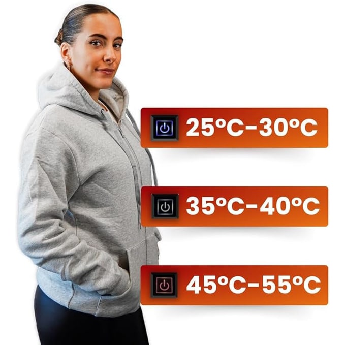 Heat Grove™ Full-Zip Heated Hoodie with 3 Temperature Levels