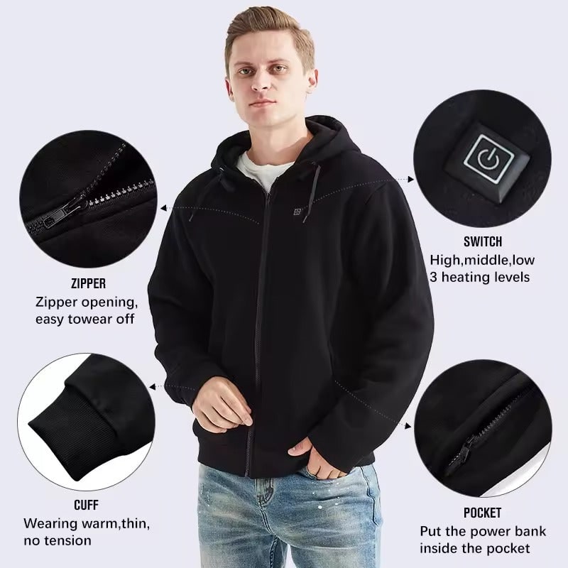 Heat Grove™ Full-Zip Heated Hoodie with 3 Temperature Levels