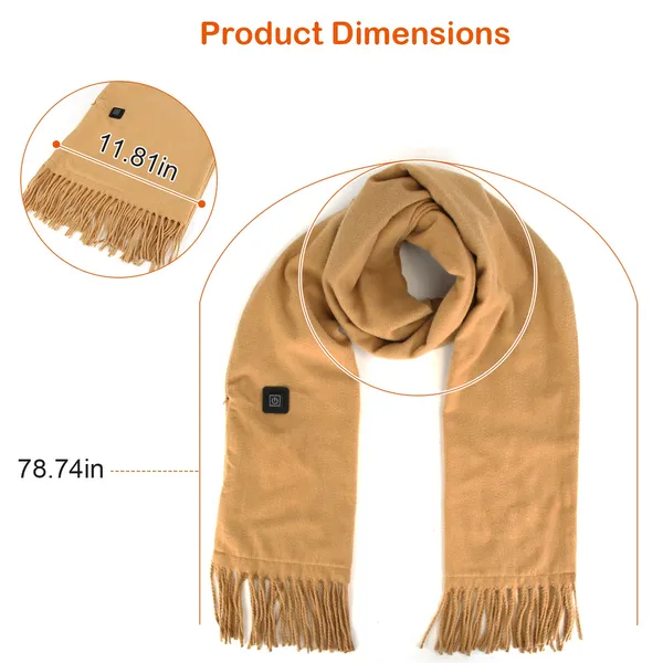 USB Heated Fleece Scarf with Three Adjustable Heat Levels