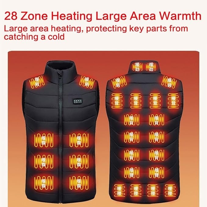 USB-Powered Heated Vest with Quilted Design and Multiple Heating Zones