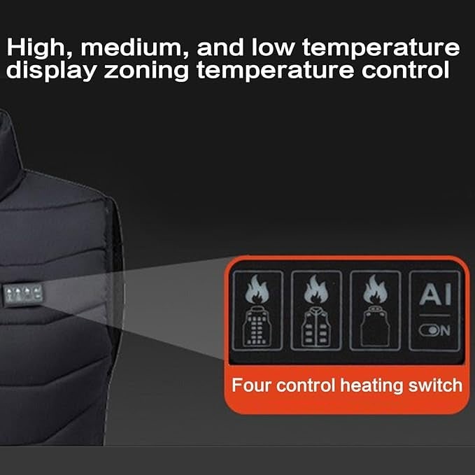 USB-Powered Heated Vest with Quilted Design and Multiple Heating Zones