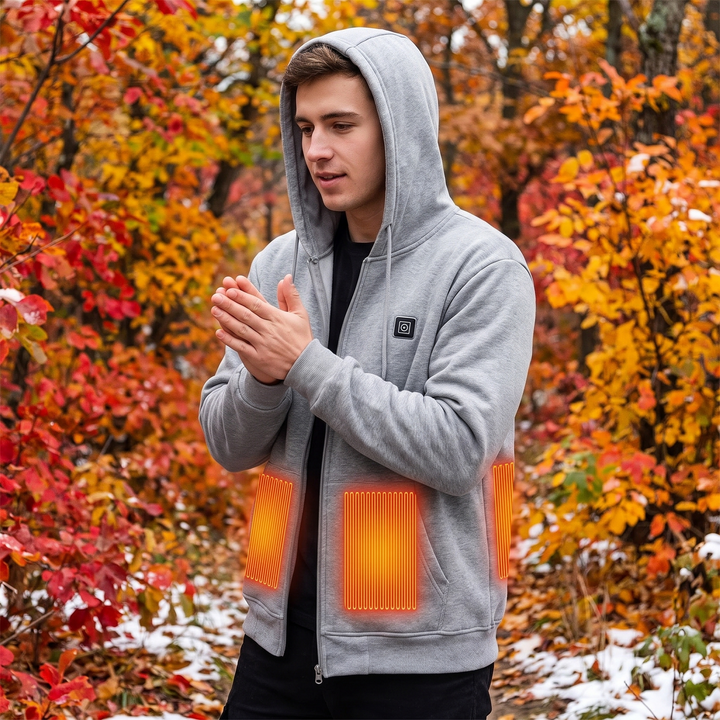 Heated Hoodie for Men - USB Powered, 3 Heat Levels, Chest &amp; Back Warmth