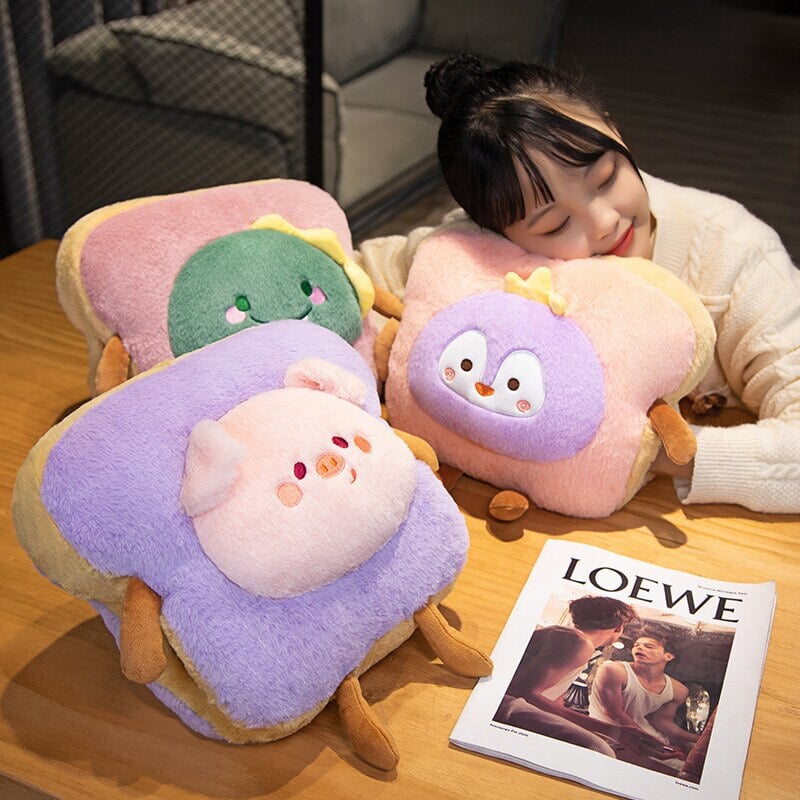 Heat Grove™ Fluffy Toast Plushie Hand Warmer, Kawaii Animals