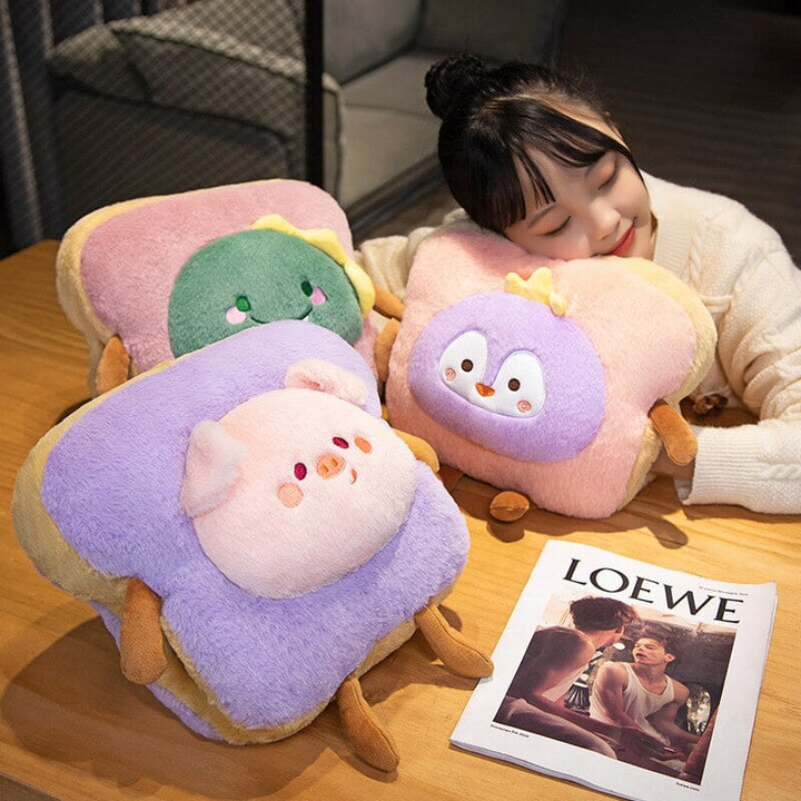 Heat Grove™ Fluffy Toast Plushie Hand Warmer, Kawaii Animals
