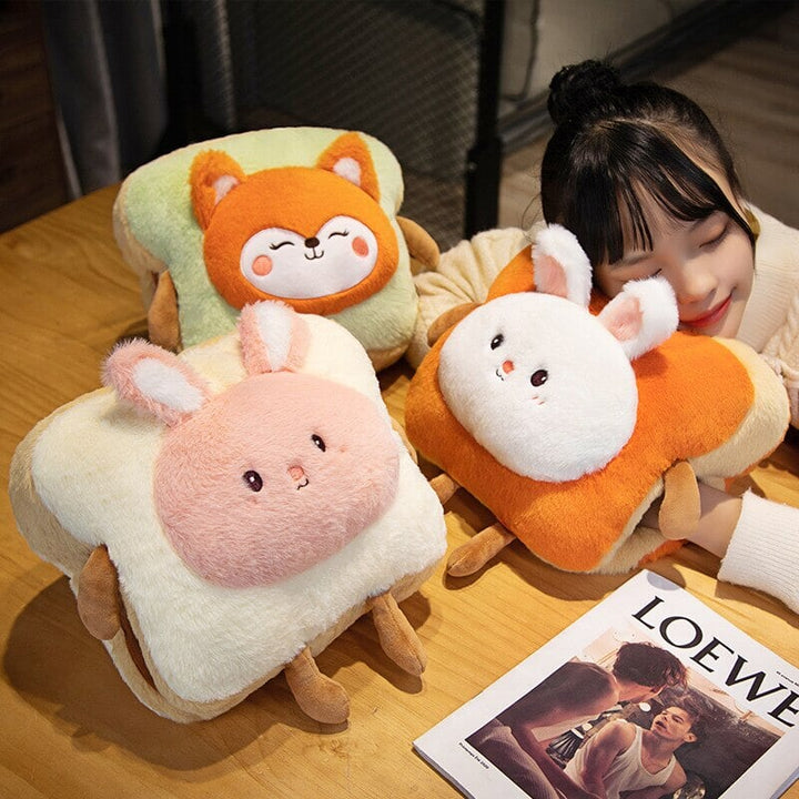 Heat Grove™ Fluffy Toast Plushie Hand Warmer, Kawaii Animals