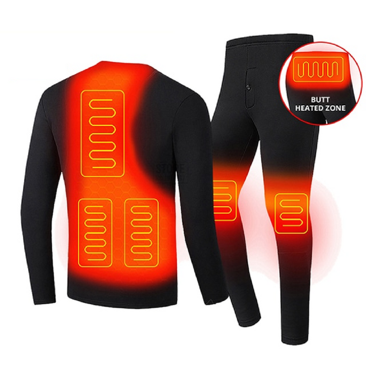 Electric Heated Long Johns Thermal Underwear Set with USB Power and Flatlock Seams