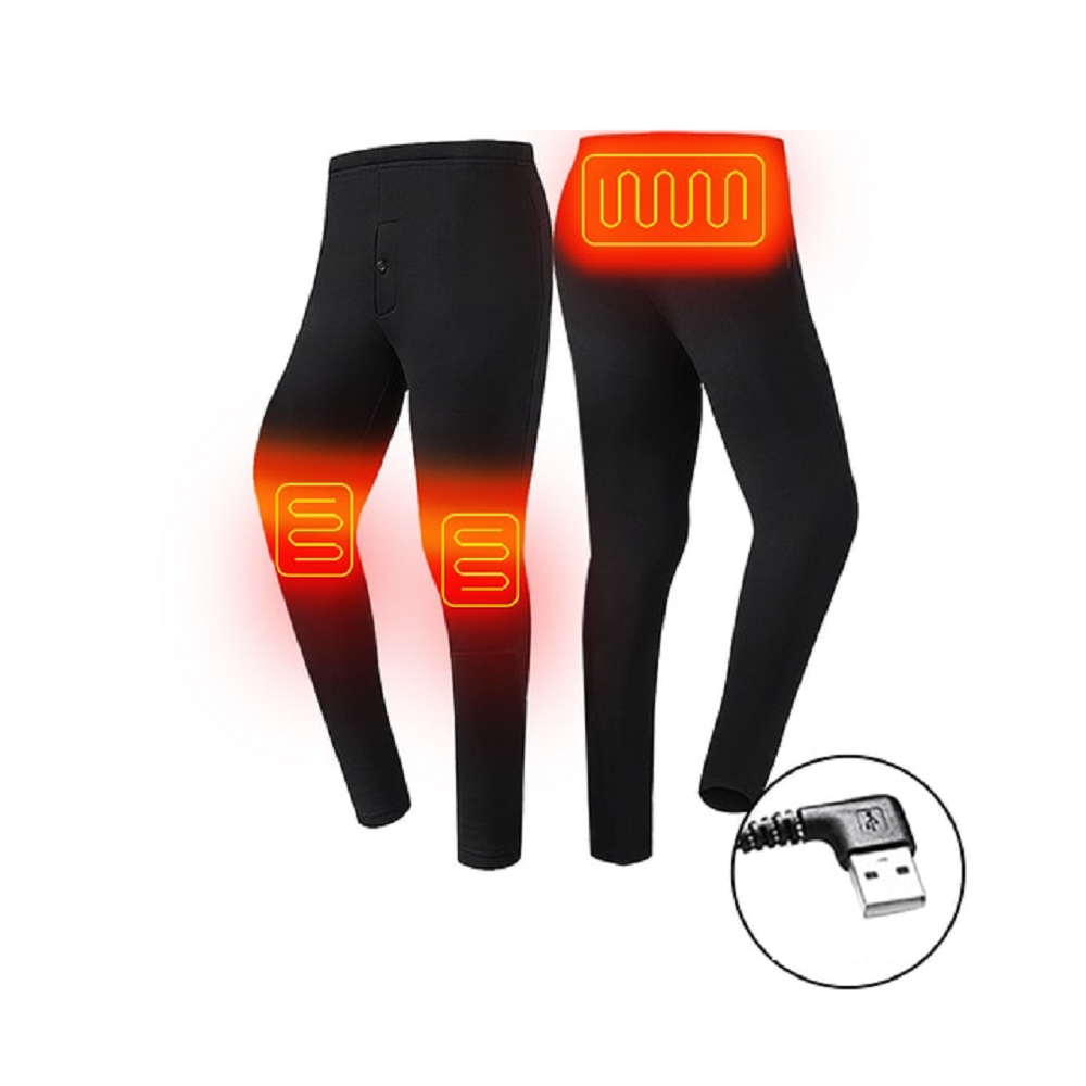 Electric Heated Long Johns Thermal Underwear Set with USB Power and Flatlock Seams