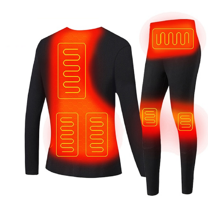 Electric Heated Long Johns Thermal Underwear Set with USB Power and Flatlock Seams