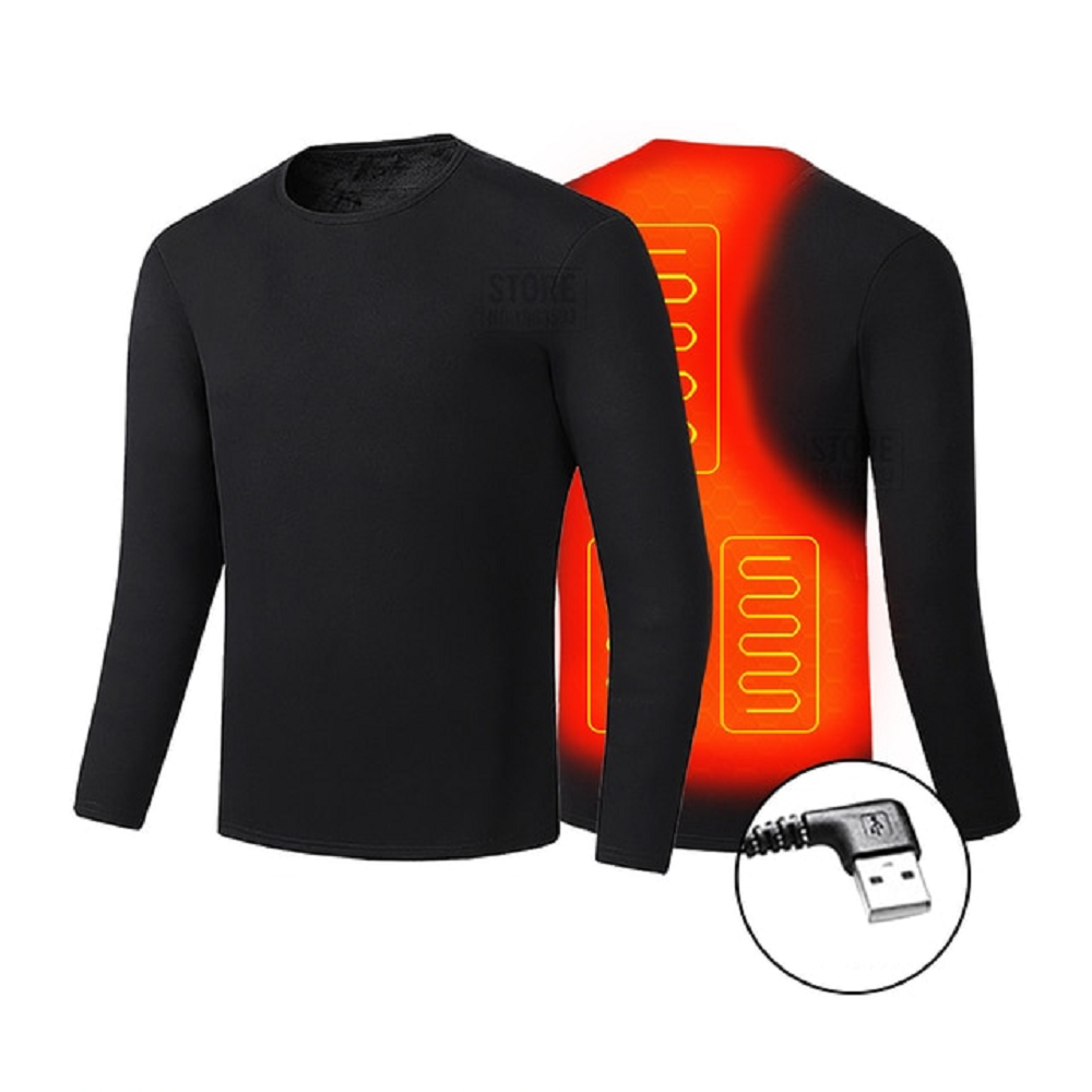 Electric Heated Long Johns Thermal Underwear Set with USB Power and Flatlock Seams