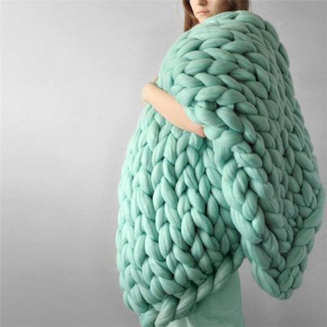 Handmade Chunky Knit Blanket Comfy &amp; Warm -  80 x100 cm
