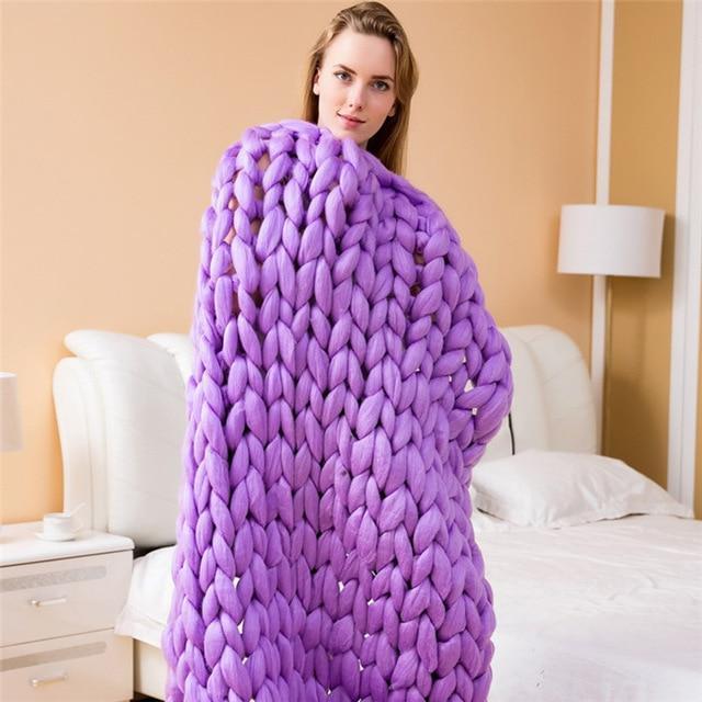 Handmade Chunky Knit Blanket Comfy &amp; Warm -  80 x100 cm