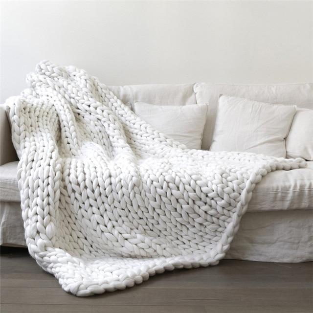 Handmade Chunky Knit Blanket Comfy &amp; Warm -  80 x100 cm