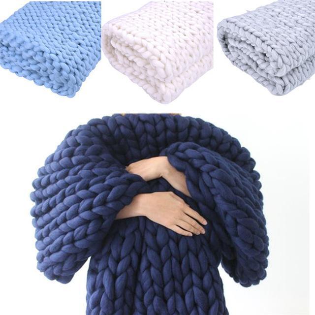 Handmade Chunky Knit Blanket Comfy &amp; Warm -  80 x100 cm