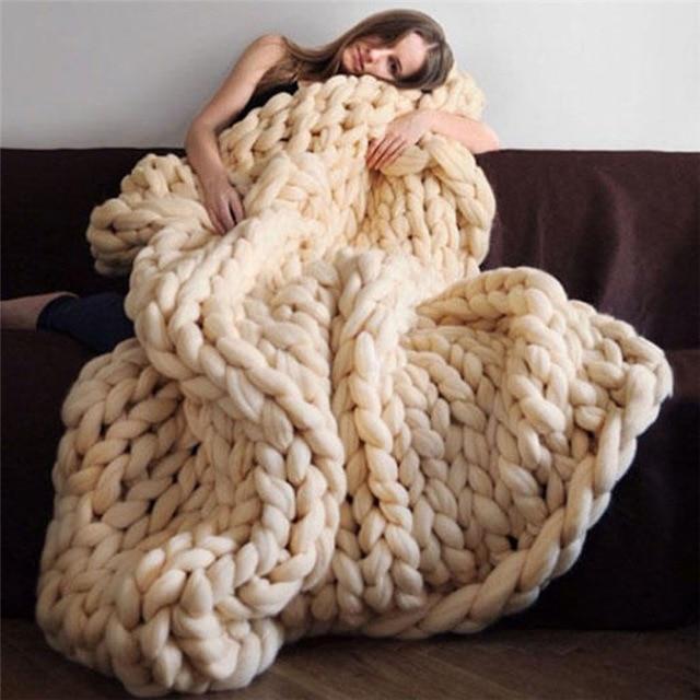 Handmade Chunky Knit Blanket Comfy &amp; Warm -  80 x100 cm