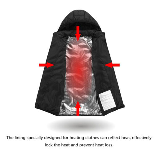 Unisex Heated Winter Jacket Adjustable 3-Level Warming Coat