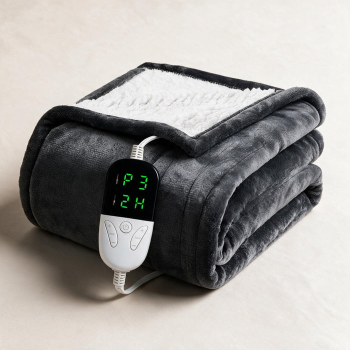 Heat Grove™ Sherpa Heated Throw Blanket with 6 Settings and Timer