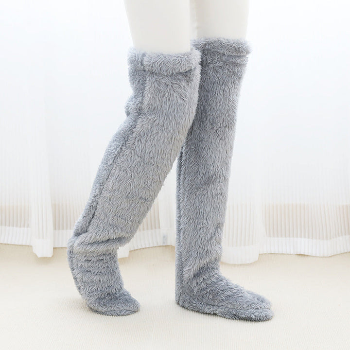 Fluffy Long Knee Warmer Socks with Open-Toe Design